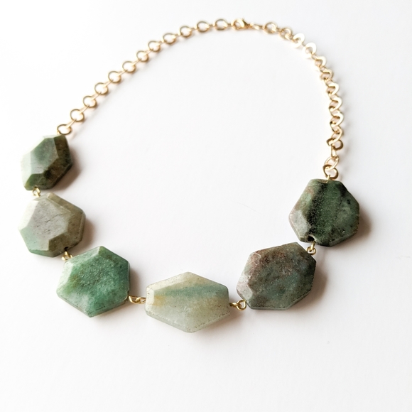 Quartz Stone Statement Gold Chain Necklace - Picture 7 of 14